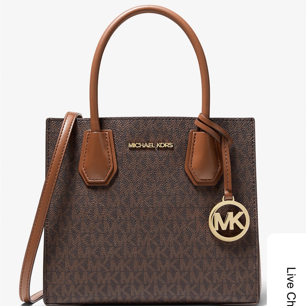 Michael Kors Mercer Medium Logo & Leather Accordion  Crossbody Bag🤎